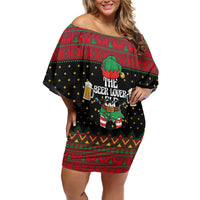 The Beer Lover Elf Christmas Family Matching Off Shoulder Short Dress and Hawaiian Shirt Xmas Holiday Patterns - Wonder Print Shop