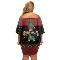The Beer Lover Elf Christmas Family Matching Off Shoulder Short Dress and Hawaiian Shirt Xmas Holiday Patterns - Wonder Print Shop