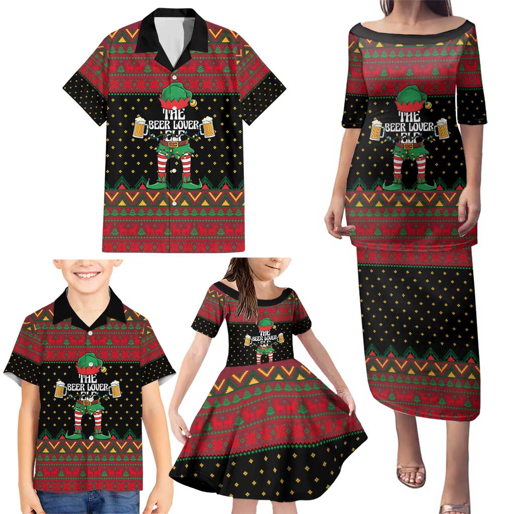 The Beer Lover Elf Christmas Family Matching Puletasi and Hawaiian Shirt Xmas Holiday Patterns - Wonder Print Shop