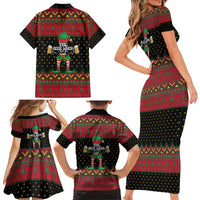 The Beer Lover Elf Christmas Family Matching Short Sleeve Bodycon Dress and Hawaiian Shirt Xmas Holiday Patterns - Wonder Print Shop