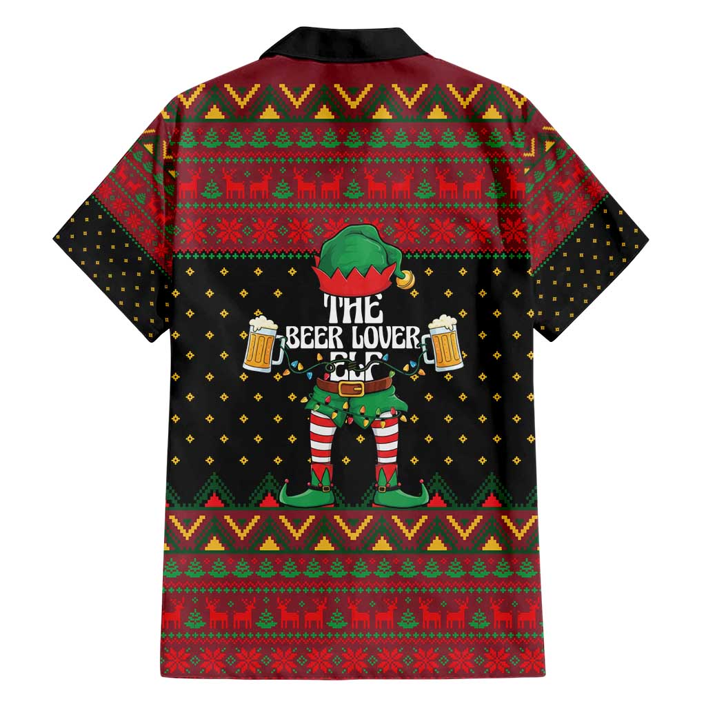 The Beer Lover Elf Christmas Family Matching Short Sleeve Bodycon Dress and Hawaiian Shirt Xmas Holiday Patterns - Wonder Print Shop