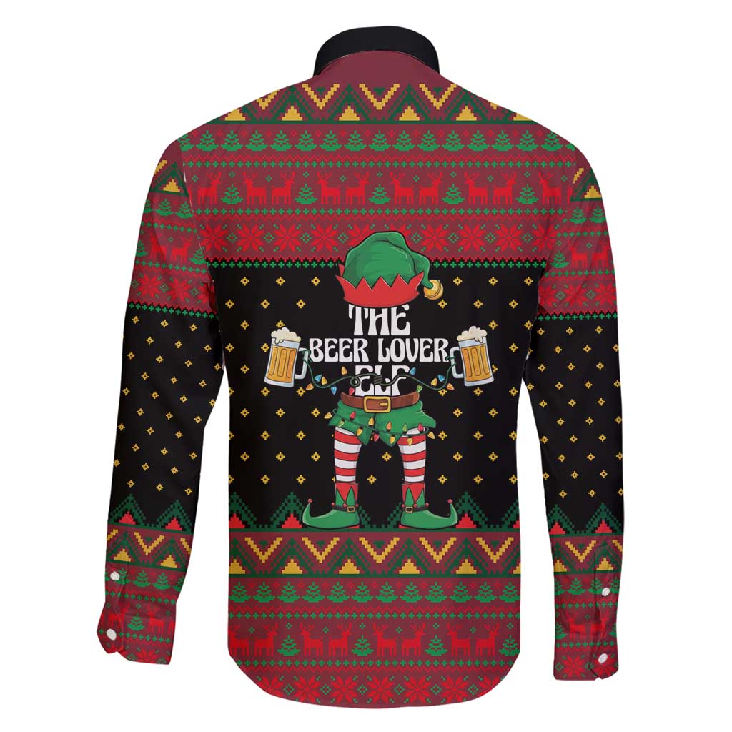 The Beer Lover Elf Christmas Family Matching Short Sleeve Bodycon Dress and Hawaiian Shirt Xmas Holiday Patterns - Wonder Print Shop
