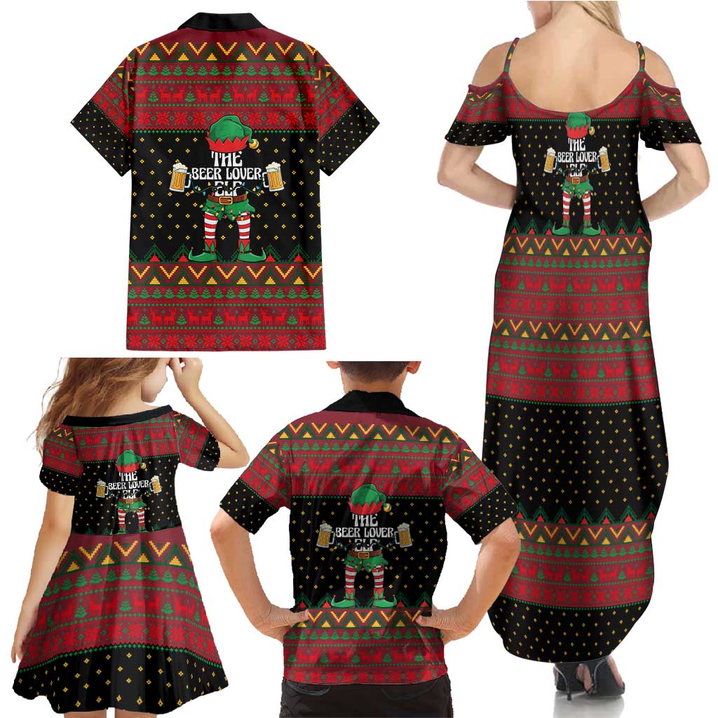 The Beer Lover Elf Christmas Family Matching Summer Maxi Dress and Hawaiian Shirt Xmas Holiday Patterns - Wonder Print Shop