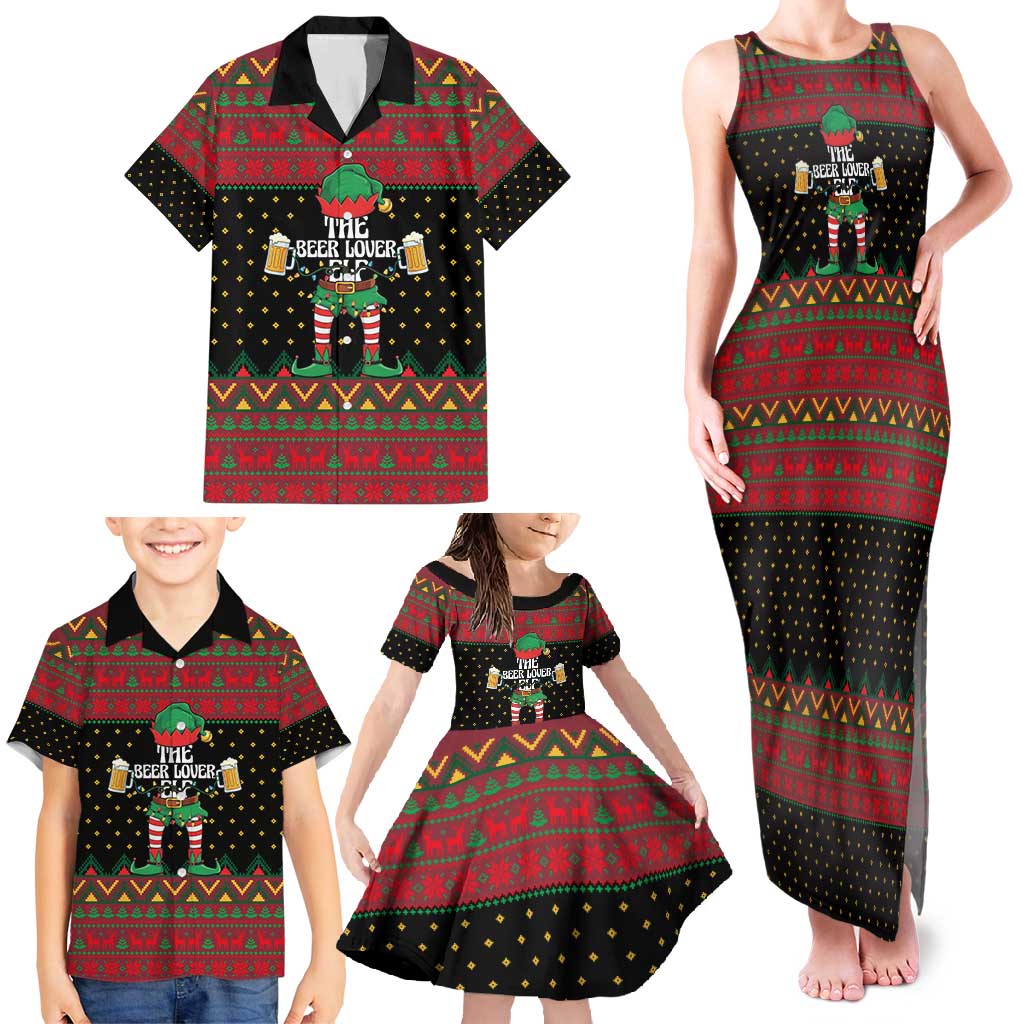 The Beer Lover Elf Christmas Family Matching Tank Maxi Dress and Hawaiian Shirt Xmas Holiday Patterns - Wonder Print Shop