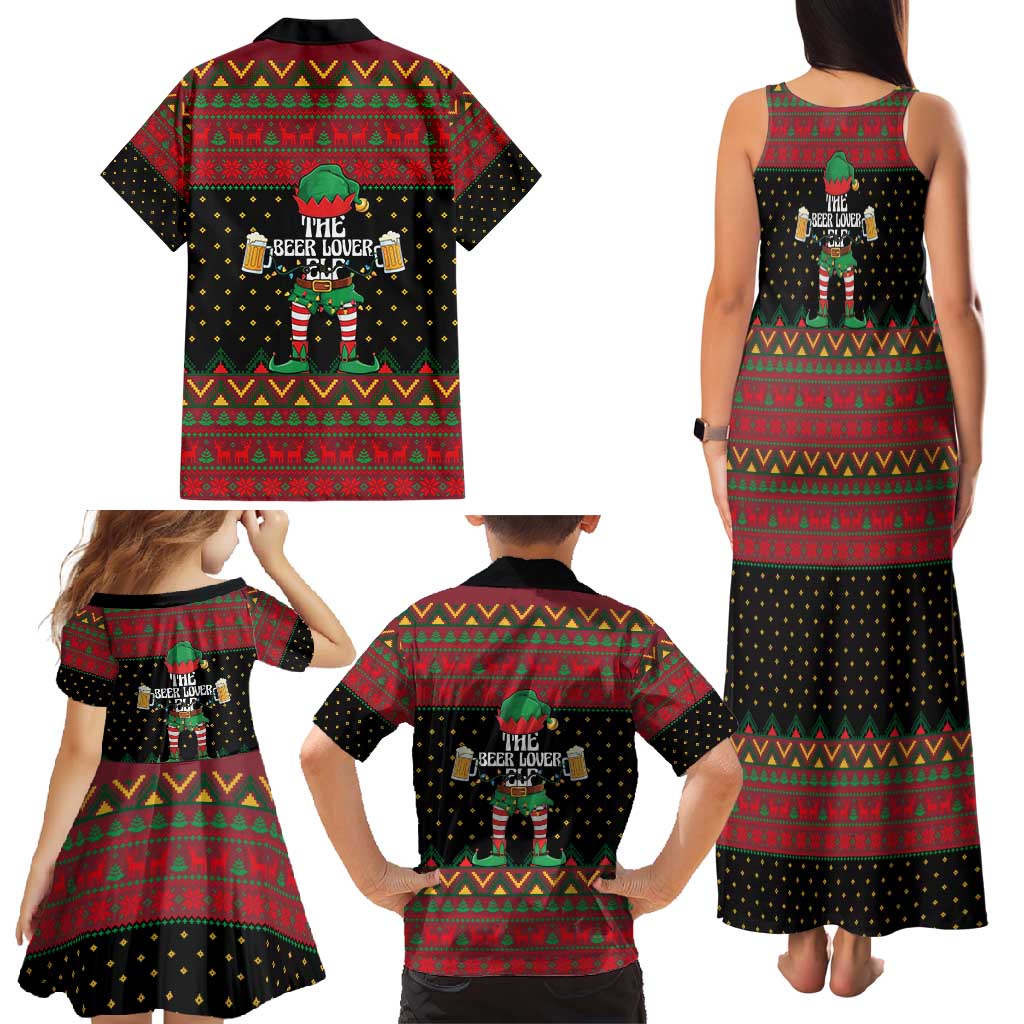 The Beer Lover Elf Christmas Family Matching Tank Maxi Dress and Hawaiian Shirt Xmas Holiday Patterns - Wonder Print Shop