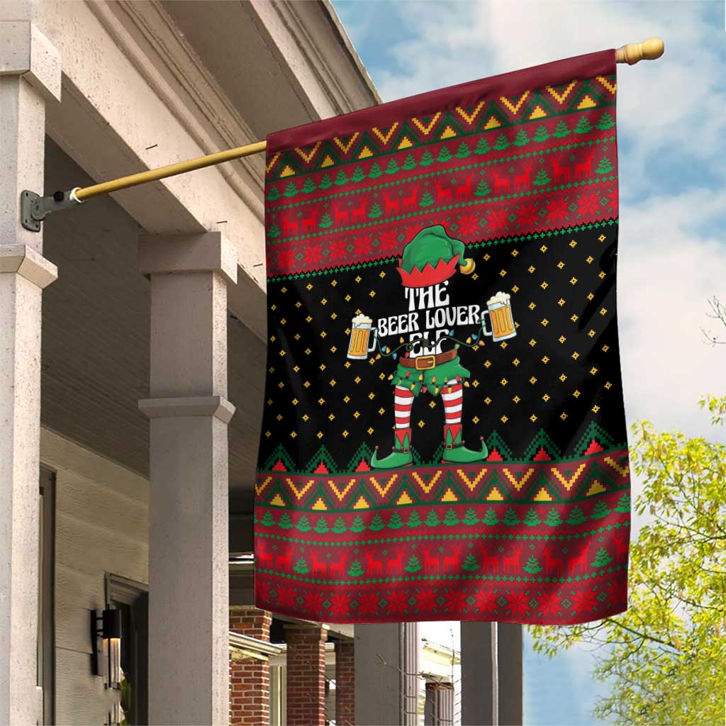 The Beer Lover Elf Christmas Garden Flag Xmas Holiday Patterns - Wonder Print Shop