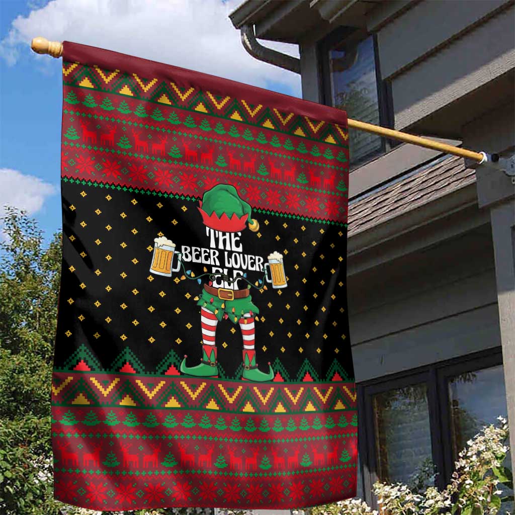 The Beer Lover Elf Christmas Garden Flag Xmas Holiday Patterns - Wonder Print Shop