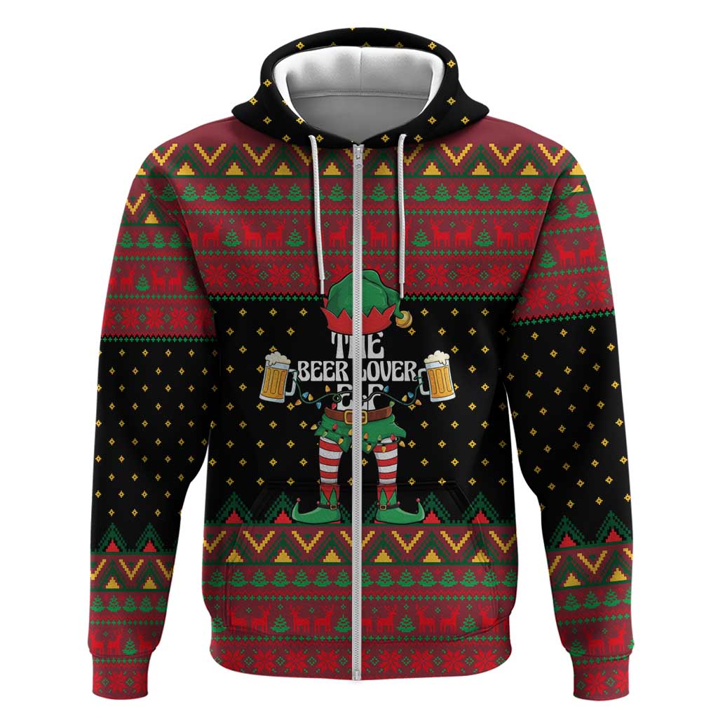 The Beer Lover Elf Christmas Hoodie Xmas Holiday Patterns - Wonder Print Shop