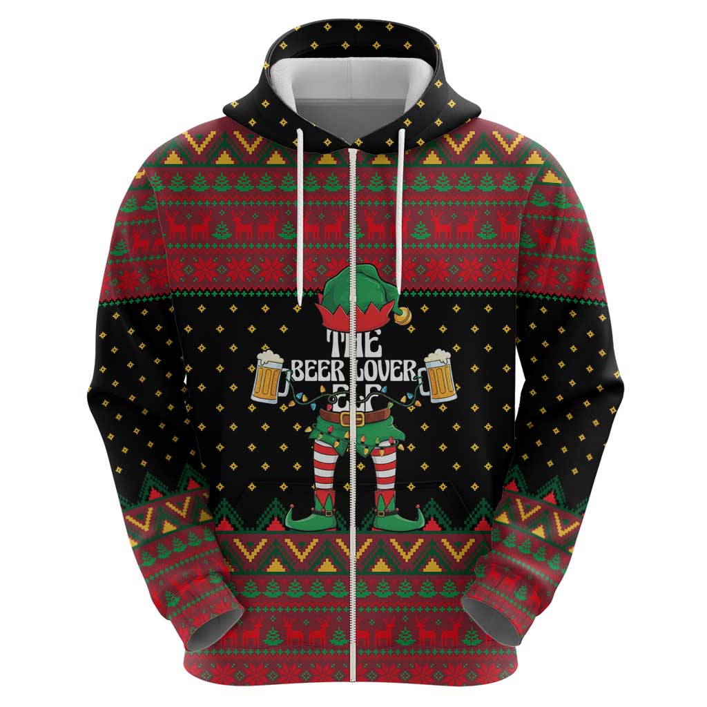 The Beer Lover Elf Christmas Hoodie Xmas Holiday Patterns - Wonder Print Shop