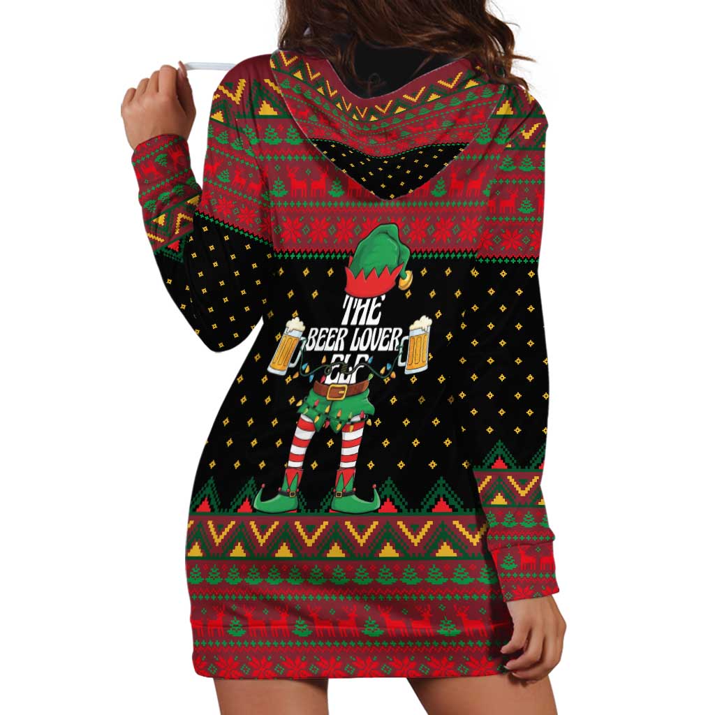 The Beer Lover Elf Christmas Hoodie Dress Xmas Holiday Patterns - Wonder Print Shop