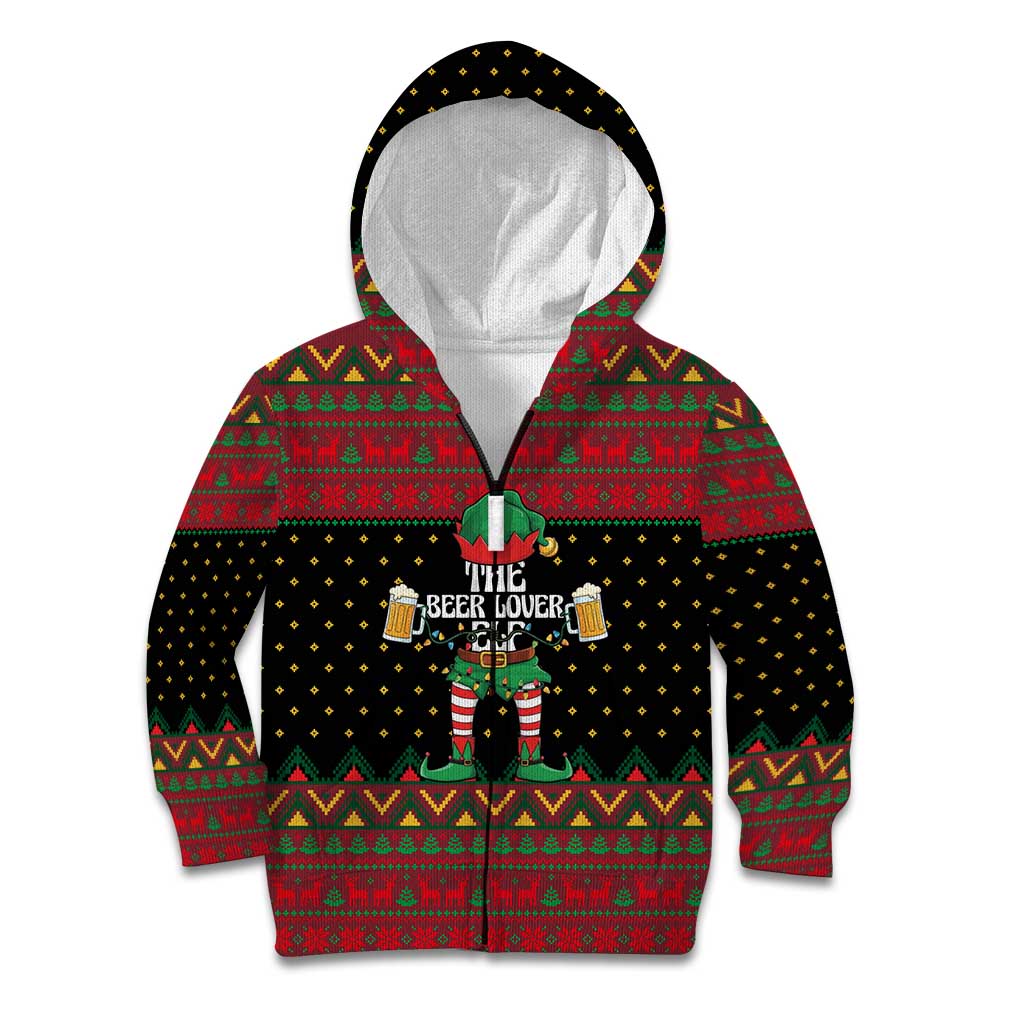 The Beer Lover Elf Christmas Kid Hoodie Xmas Holiday Patterns - Wonder Print Shop