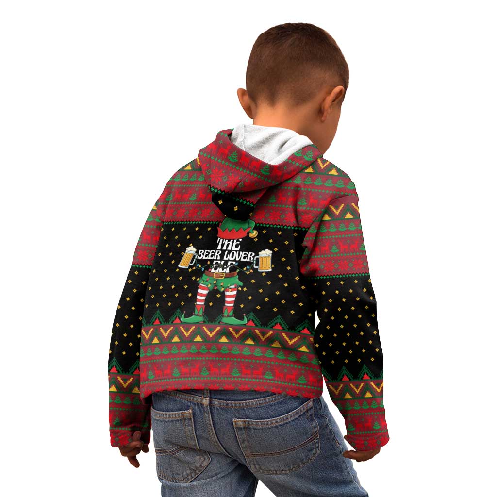 The Beer Lover Elf Christmas Kid Hoodie Xmas Holiday Patterns - Wonder Print Shop