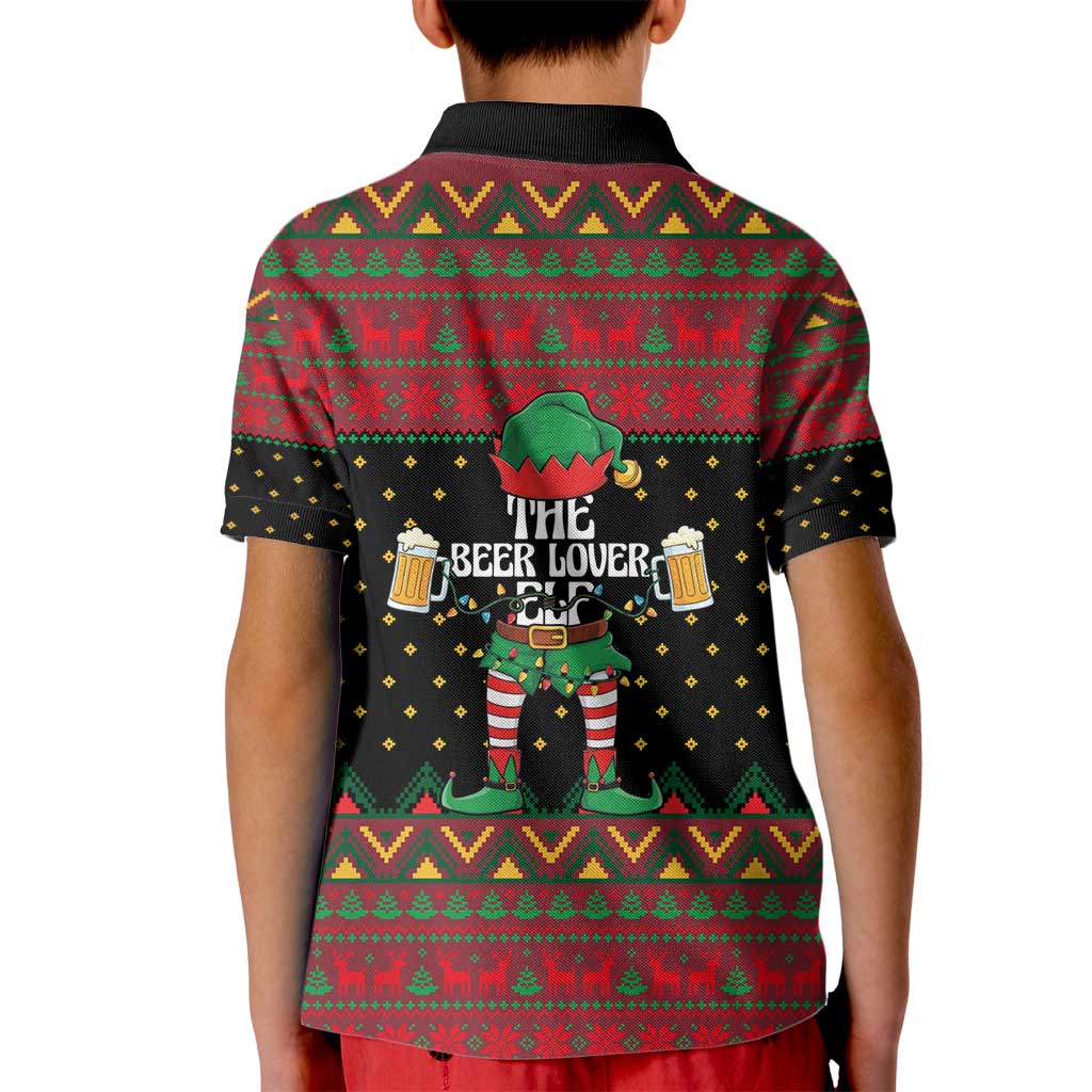 The Beer Lover Elf Christmas Kid Polo Shirt Xmas Holiday Patterns - Wonder Print Shop