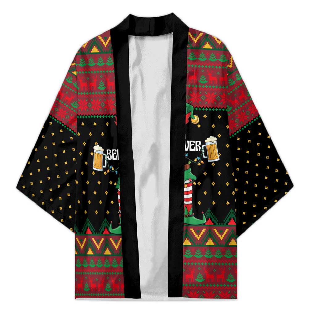 The Beer Lover Elf Christmas Kimono Xmas Holiday Patterns - Wonder Print Shop