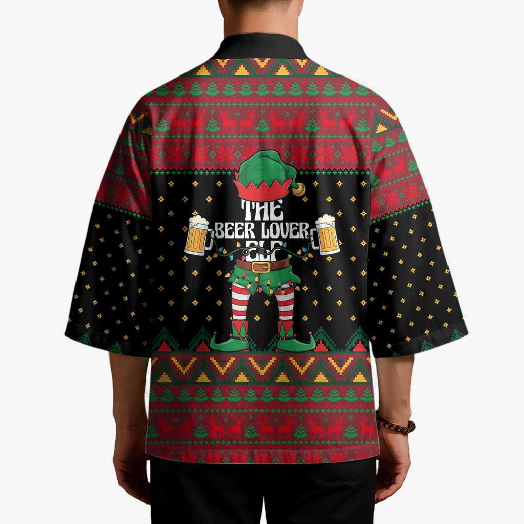 The Beer Lover Elf Christmas Kimono Xmas Holiday Patterns - Wonder Print Shop