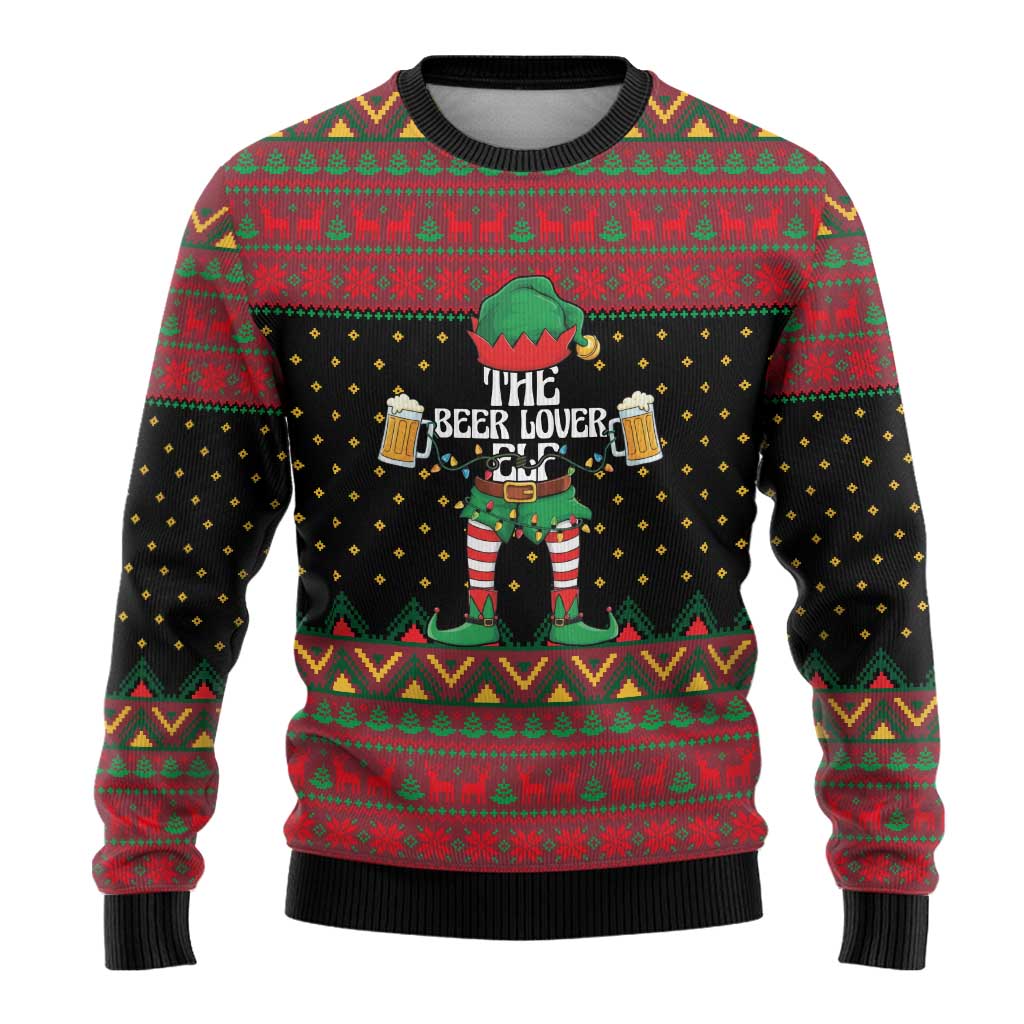 The Beer Lover Elf Christmas Ugly Christmas Sweater Xmas Holiday Patterns - Wonder Print Shop