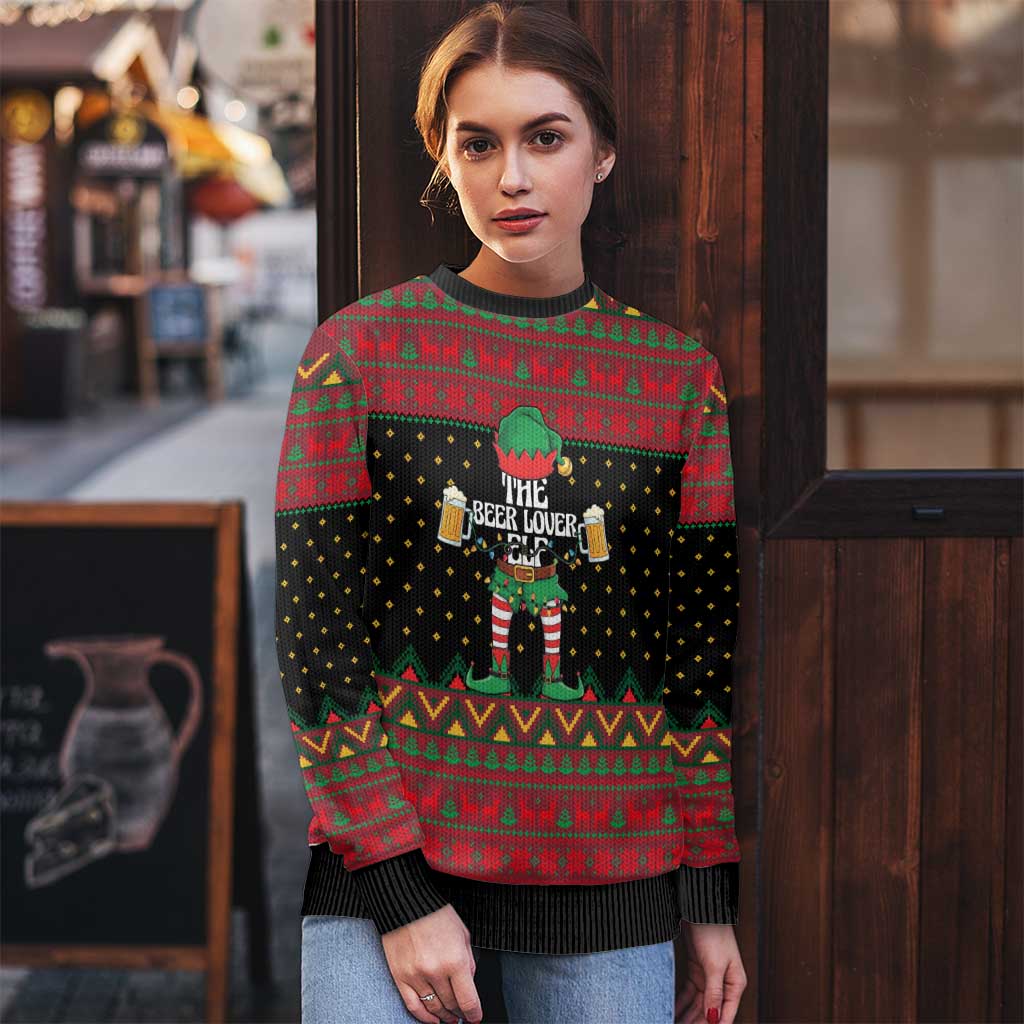 The Beer Lover Elf Christmas Ugly Christmas Sweater Xmas Holiday Patterns - Wonder Print Shop