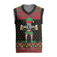 The Beer Lover Elf Christmas Knitted V-Neck Vest Xmas Holiday Patterns - Wonder Print Shop
