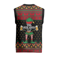 The Beer Lover Elf Christmas Knitted V-Neck Vest Xmas Holiday Patterns - Wonder Print Shop