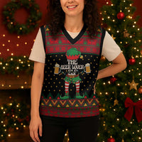 The Beer Lover Elf Christmas Knitted V-Neck Vest Xmas Holiday Patterns - Wonder Print Shop