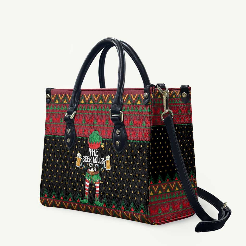 The Beer Lover Elf Christmas Leather Bag Xmas Holiday Patterns - Wonder Print Shop
