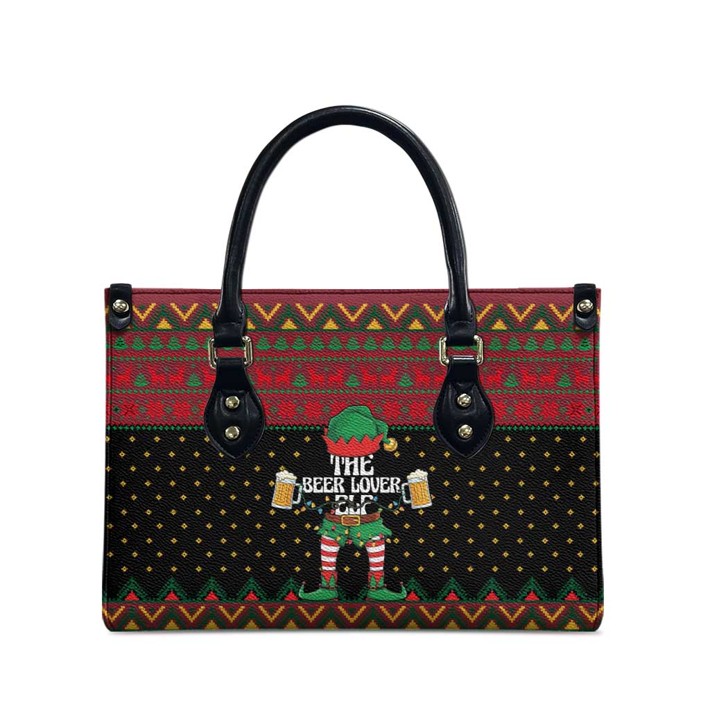 The Beer Lover Elf Christmas Leather Bag Xmas Holiday Patterns - Wonder Print Shop