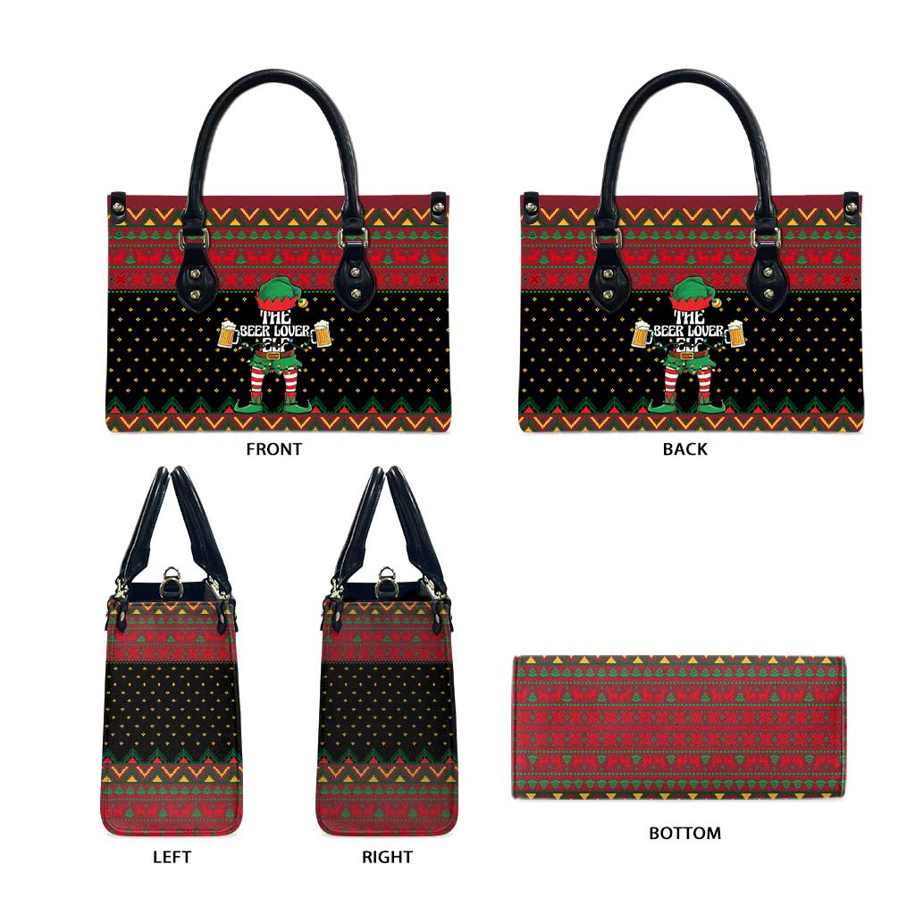 The Beer Lover Elf Christmas Leather Bag Xmas Holiday Patterns - Wonder Print Shop