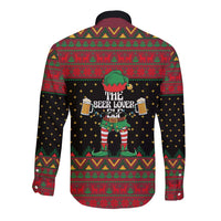 The Beer Lover Elf Christmas Long Sleeve Button Shirt Xmas Holiday Patterns - Wonder Print Shop