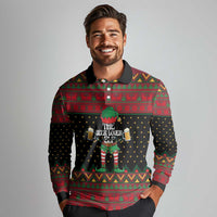 The Beer Lover Elf Christmas Long Sleeve Polo Shirt Xmas Holiday Patterns - Wonder Print Shop