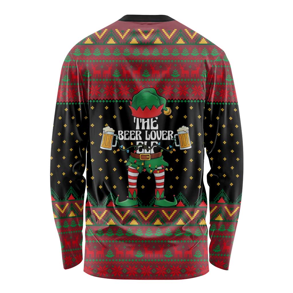 The Beer Lover Elf Christmas Long Sleeve Shirt Xmas Holiday Patterns - Wonder Print Shop