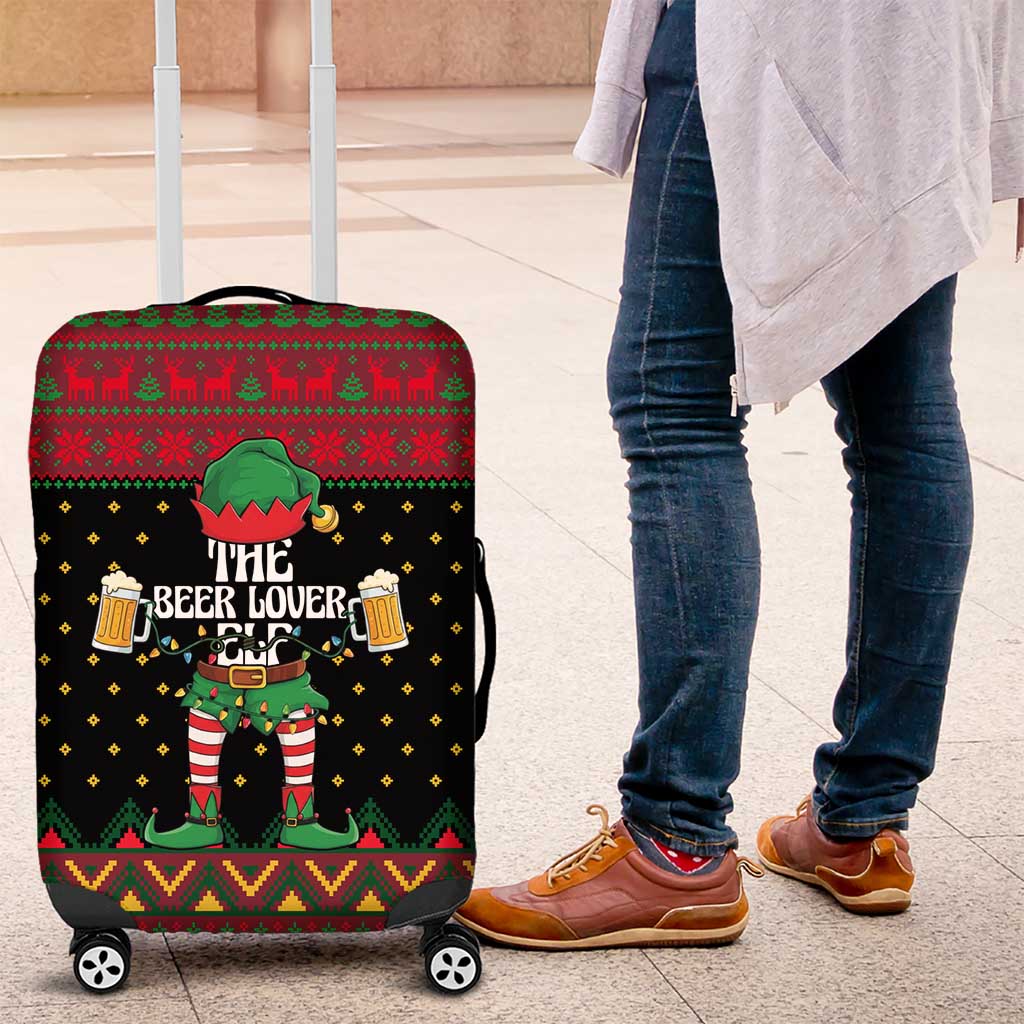 The Beer Lover Elf Christmas Luggage Cover Xmas Holiday Patterns - Wonder Print Shop