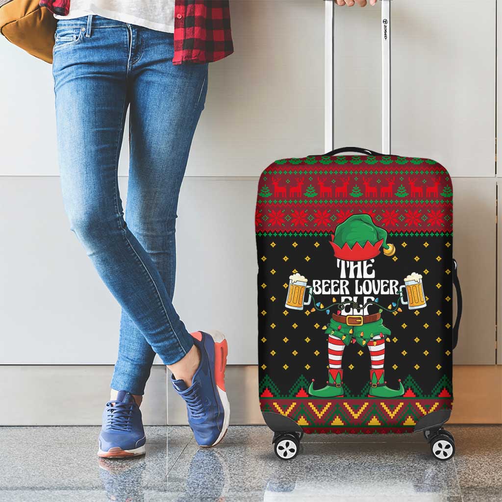 The Beer Lover Elf Christmas Luggage Cover Xmas Holiday Patterns - Wonder Print Shop