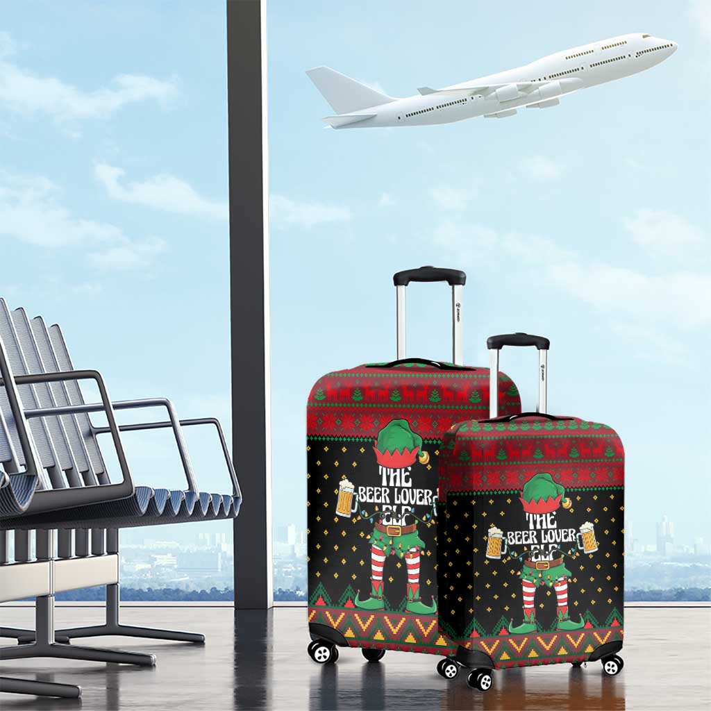 The Beer Lover Elf Christmas Luggage Cover Xmas Holiday Patterns - Wonder Print Shop