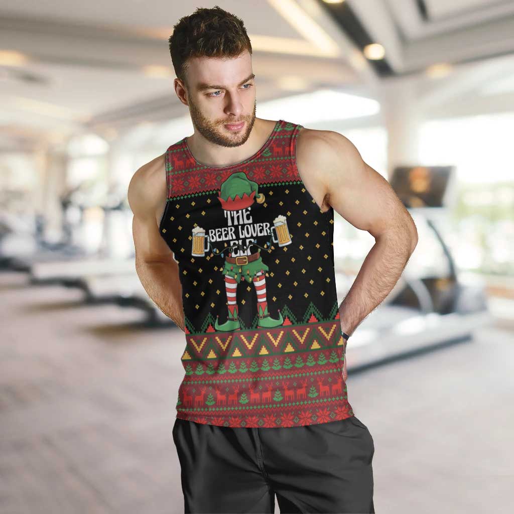 The Beer Lover Elf Christmas Men Tank Top Xmas Holiday Patterns - Wonder Print Shop