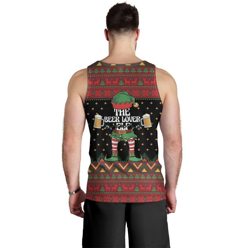 The Beer Lover Elf Christmas Men Tank Top Xmas Holiday Patterns - Wonder Print Shop