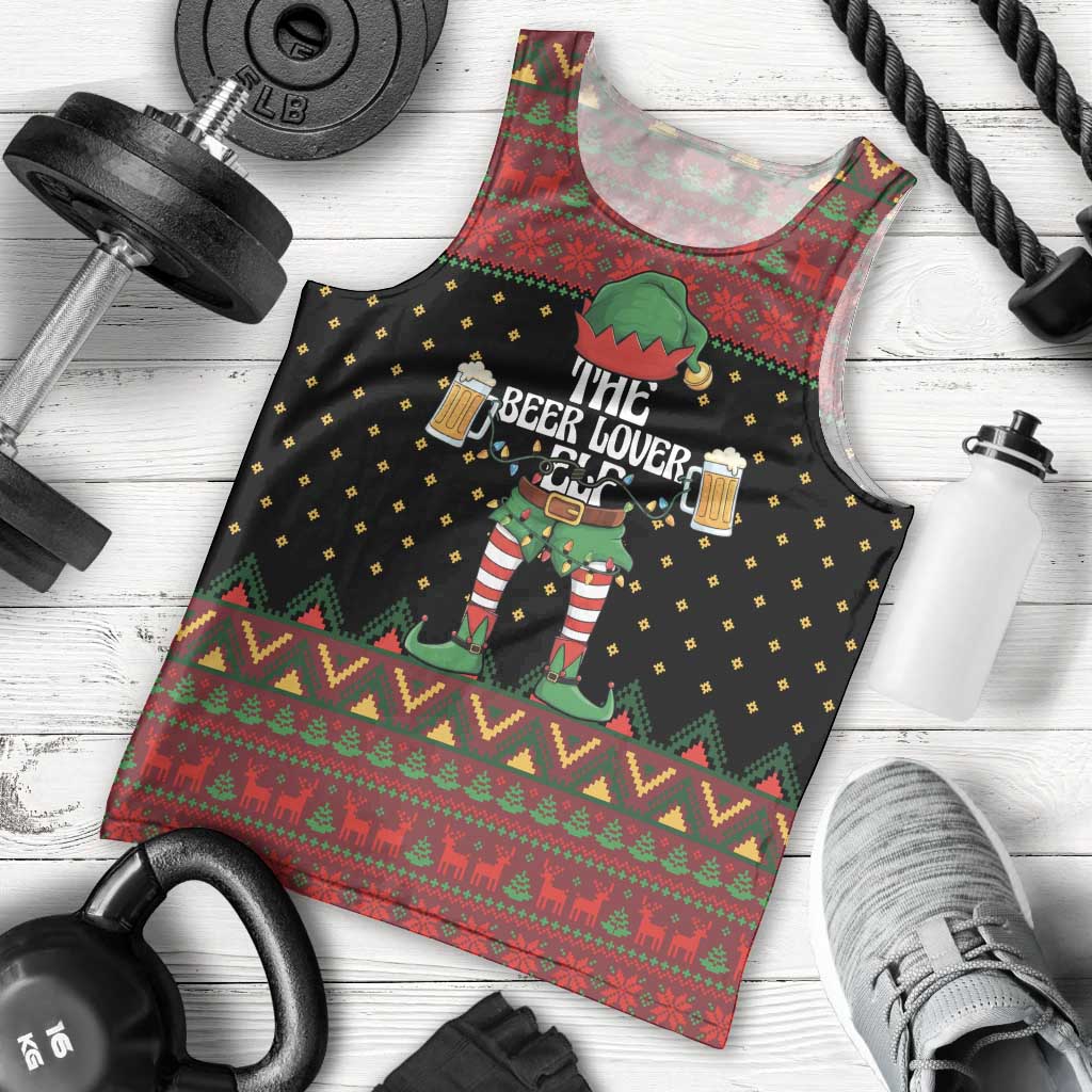 The Beer Lover Elf Christmas Men Tank Top Xmas Holiday Patterns - Wonder Print Shop