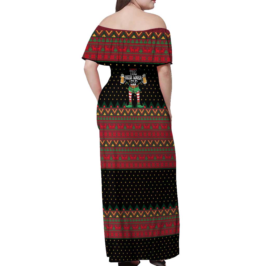 The Beer Lover Elf Christmas Off Shoulder Maxi Dress Xmas Holiday Patterns - Wonder Print Shop
