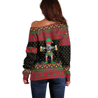 The Beer Lover Elf Christmas Off Shoulder Sweater Xmas Holiday Patterns - Wonder Print Shop