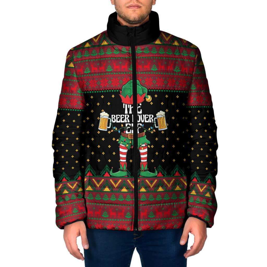 The Beer Lover Elf Christmas Padded Jacket Xmas Holiday Patterns - Wonder Print Shop