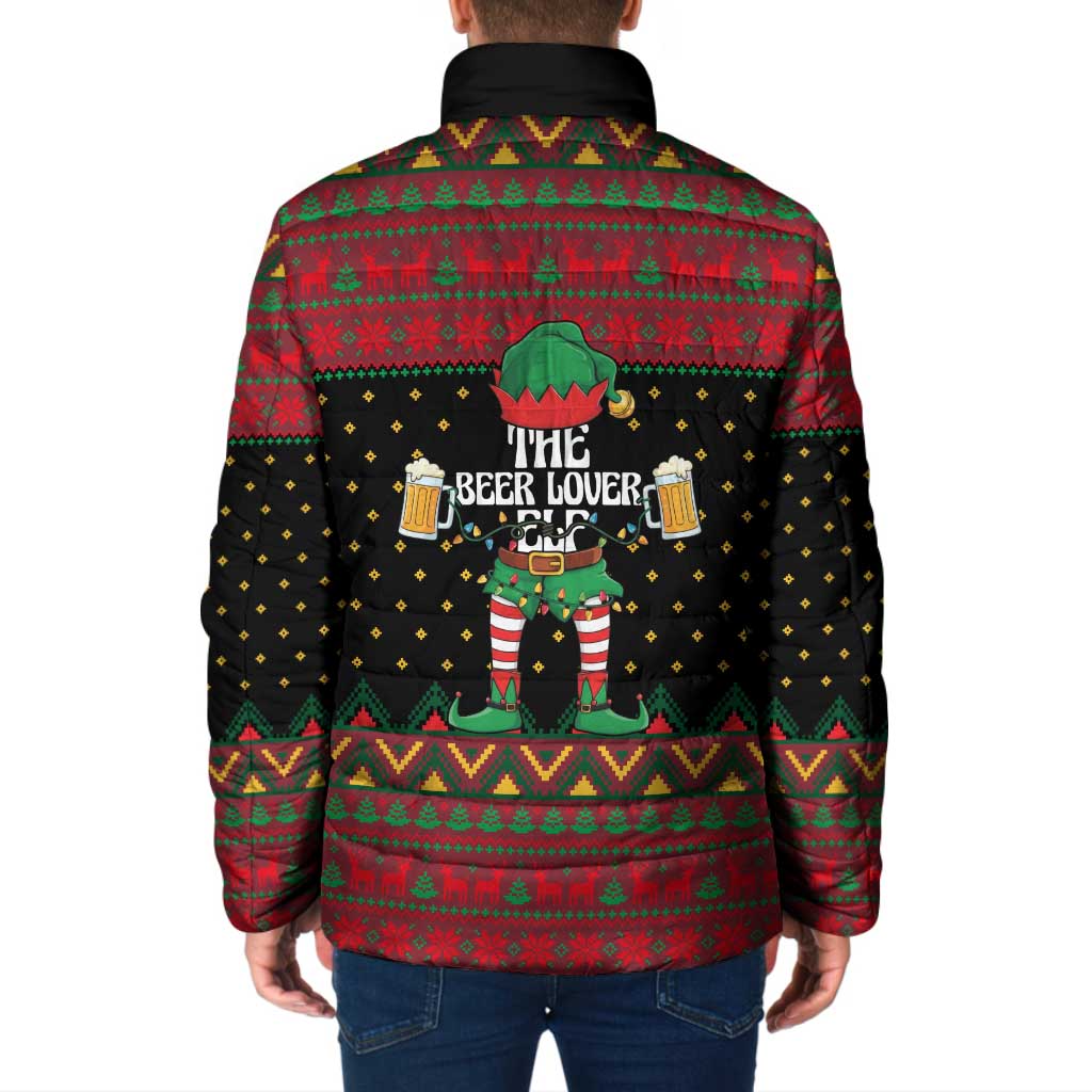 The Beer Lover Elf Christmas Padded Jacket Xmas Holiday Patterns - Wonder Print Shop