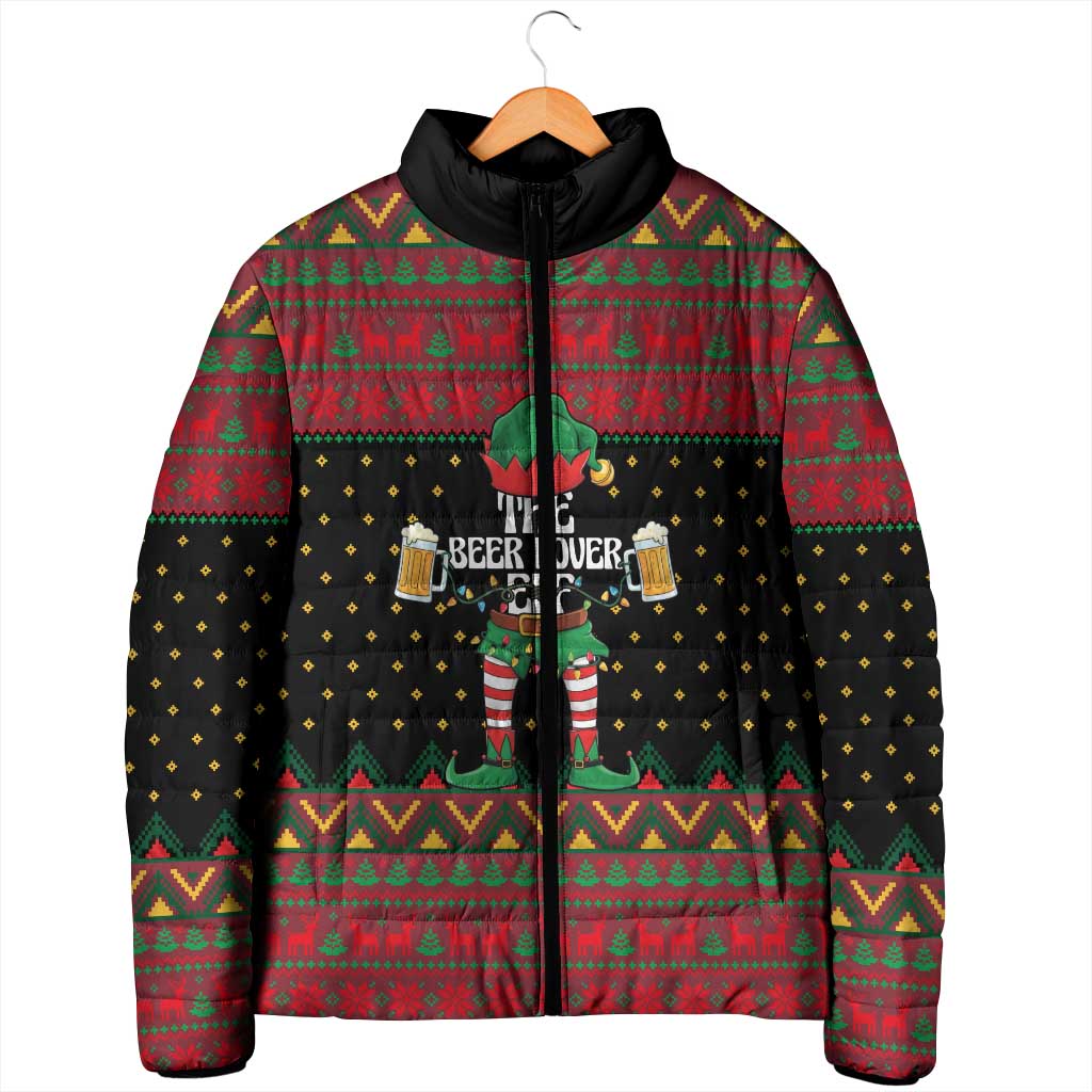 The Beer Lover Elf Christmas Padded Jacket Xmas Holiday Patterns - Wonder Print Shop