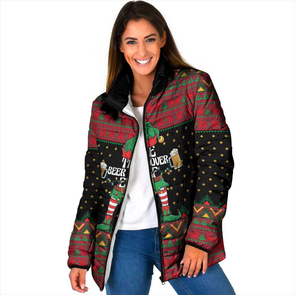 The Beer Lover Elf Christmas Padded Jacket Xmas Holiday Patterns - Wonder Print Shop