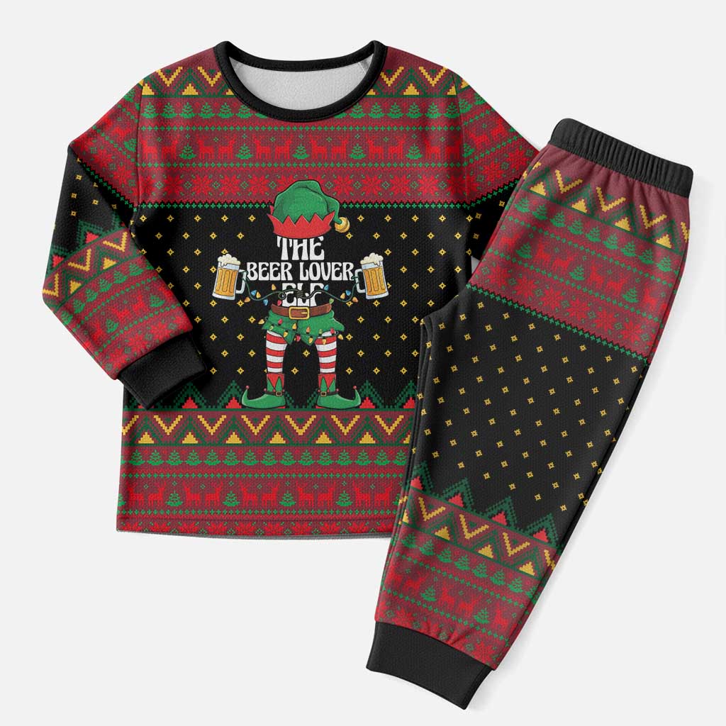 The Beer Lover Elf Christmas Pajama Set Xmas Holiday Patterns - Wonder Print Shop