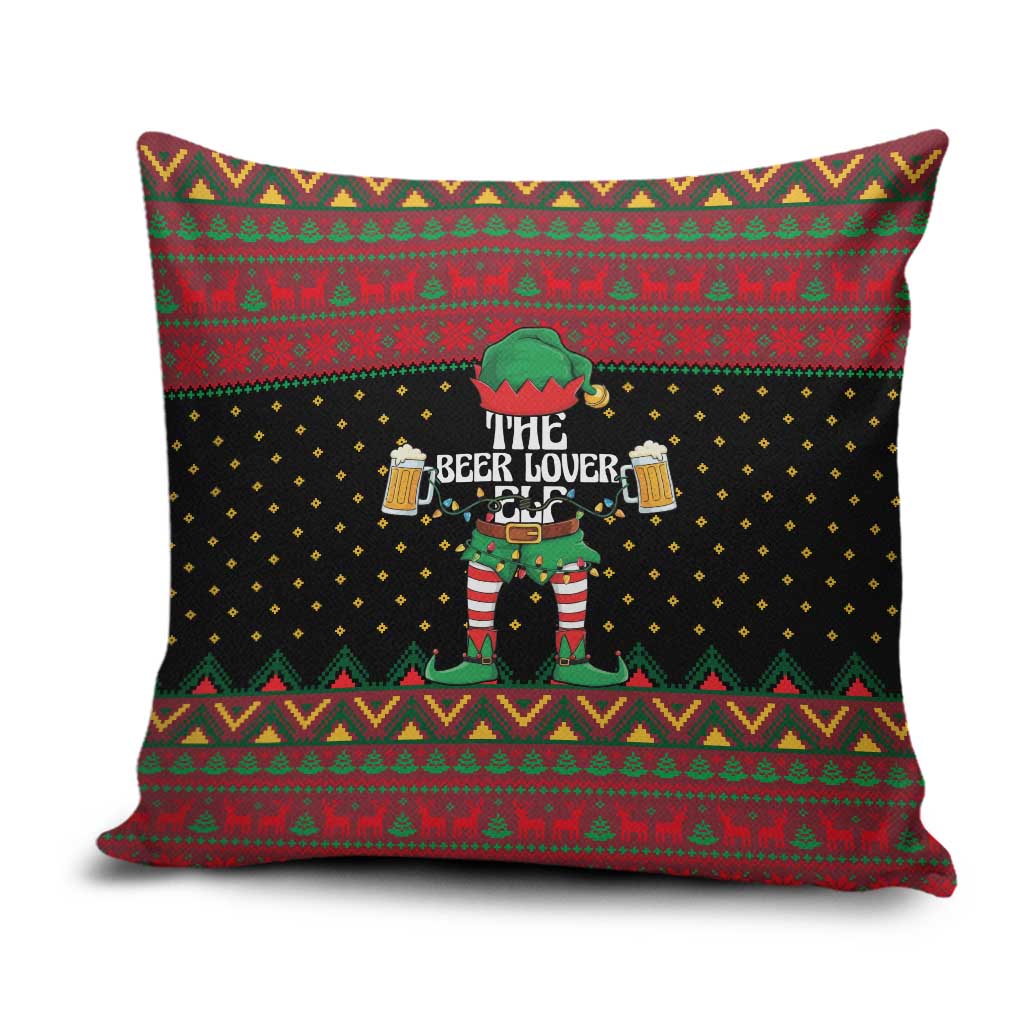 The Beer Lover Elf Christmas Pillow Cover Xmas Holiday Patterns - Wonder Print Shop