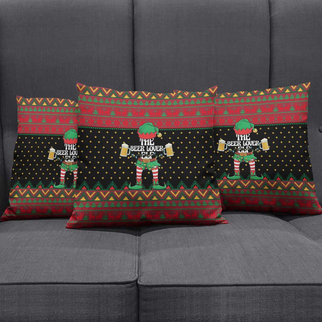 The Beer Lover Elf Christmas Pillow Cover Xmas Holiday Patterns - Wonder Print Shop