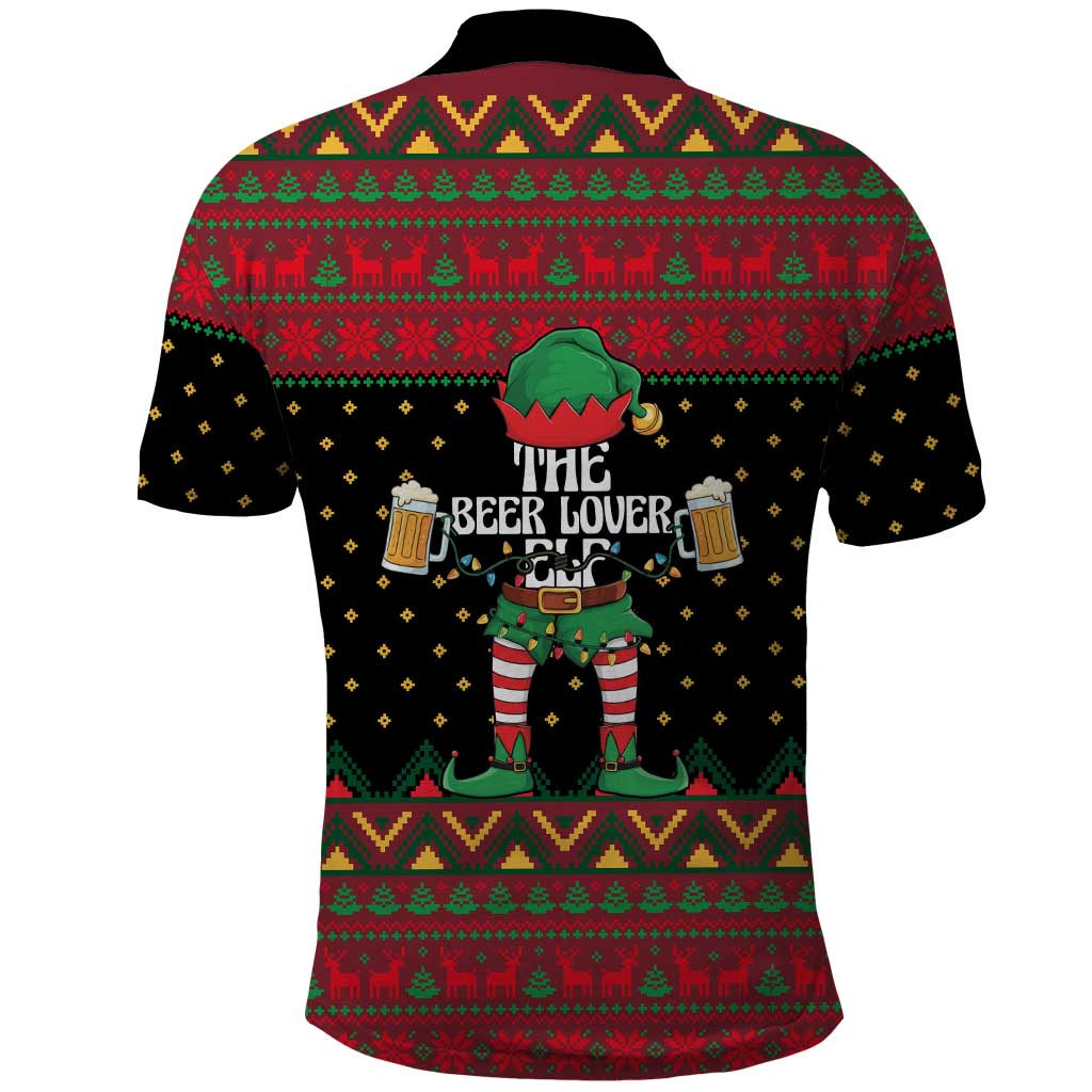 The Beer Lover Elf Christmas Polo Shirt Xmas Holiday Patterns - Wonder Print Shop