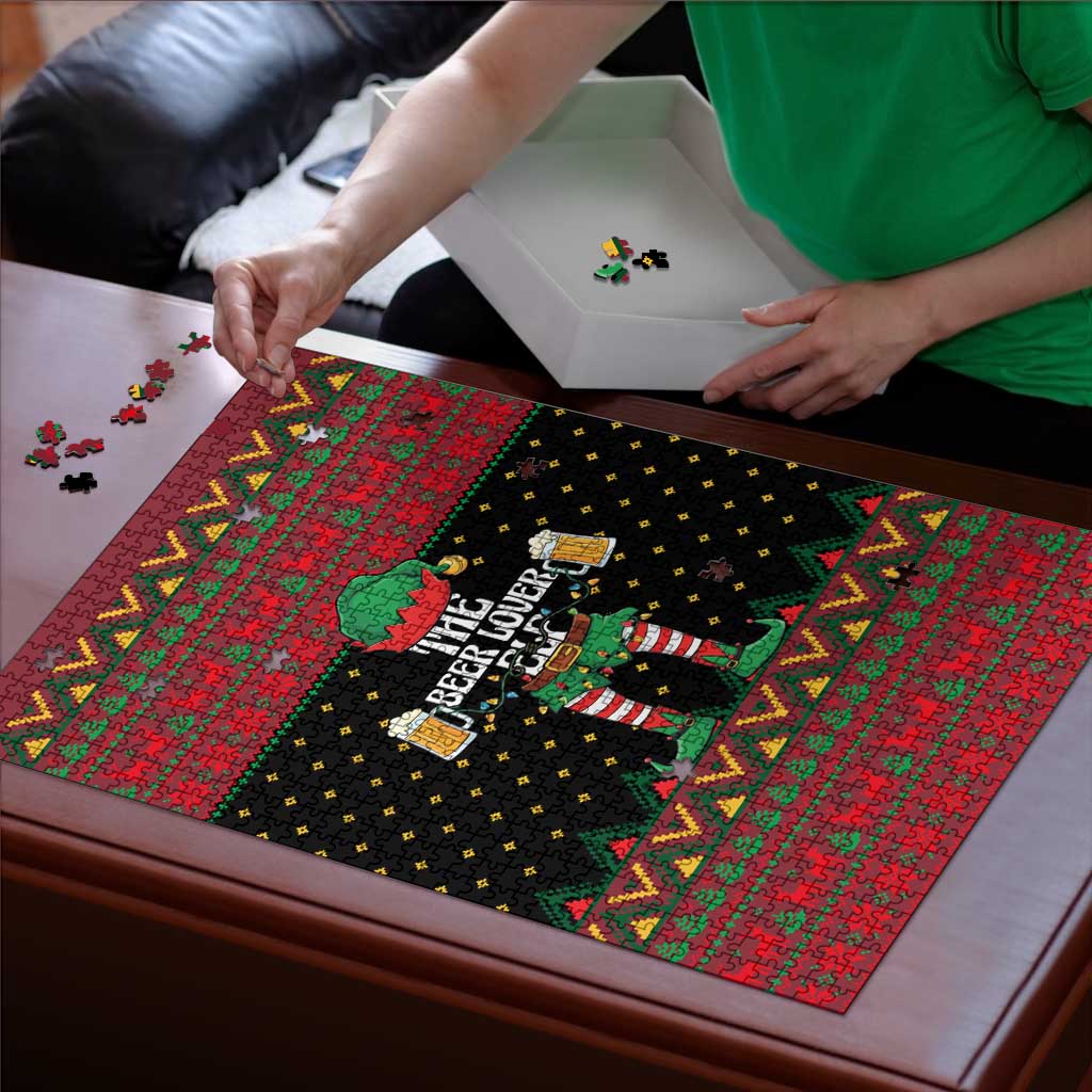 The Beer Lover Elf Christmas Puzzle Xmas Holiday Patterns - Wonder Print Shop