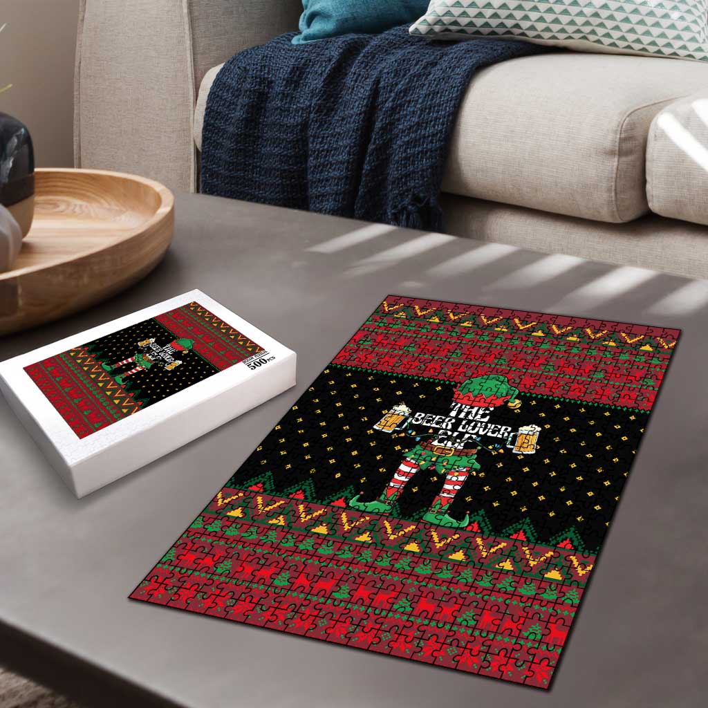 The Beer Lover Elf Christmas Puzzle Xmas Holiday Patterns - Wonder Print Shop