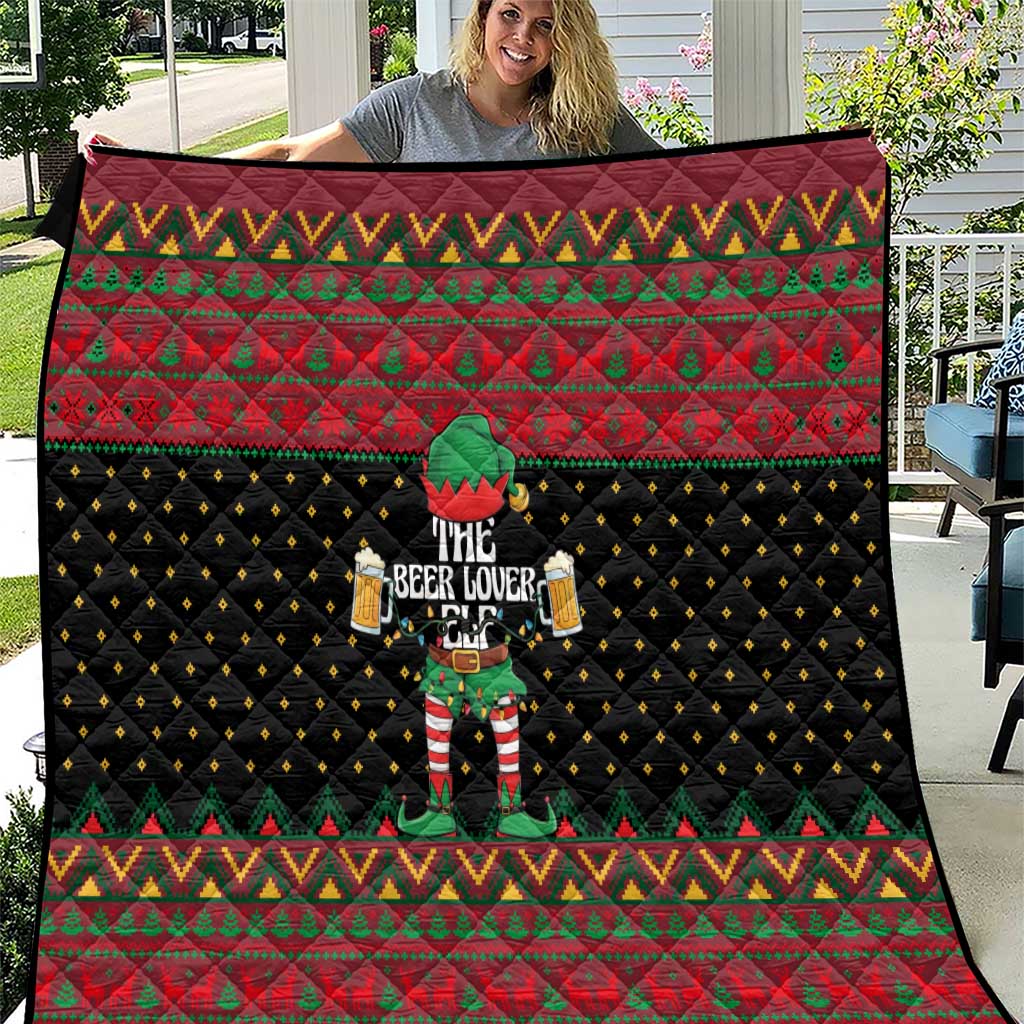 The Beer Lover Elf Christmas Quilt Xmas Holiday Patterns - Wonder Print Shop