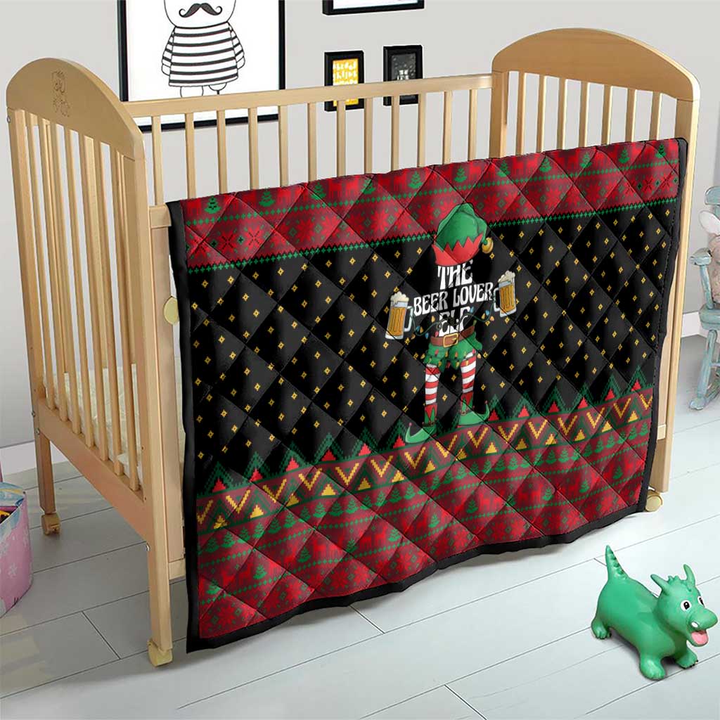 The Beer Lover Elf Christmas Quilt Xmas Holiday Patterns - Wonder Print Shop